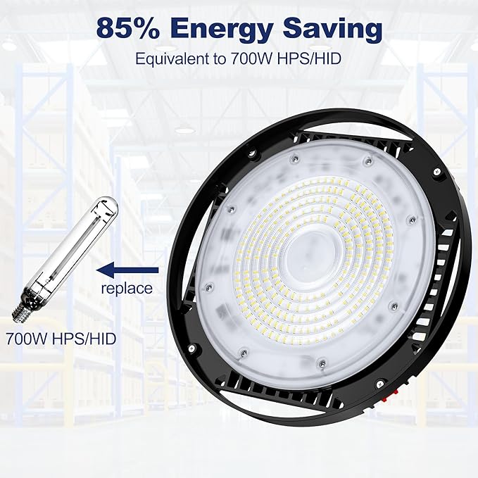 CINOTON 160W UFO LED High Bay Light, Aluminum LED Shop Lights with 24000LM, 5000K Commercial Bay Lighting for Warehouse Garage Workshop Factory, 6' Cable & Safety Rope, ETL Listed 1 Pack