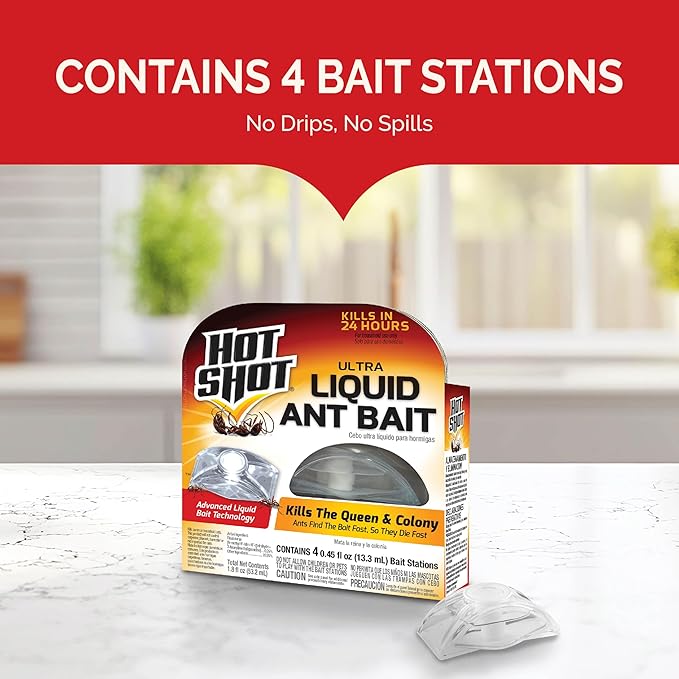 Hot Shot Ultra Liquid Ant Bait, Kills the Queen & Colony, Pack of 6