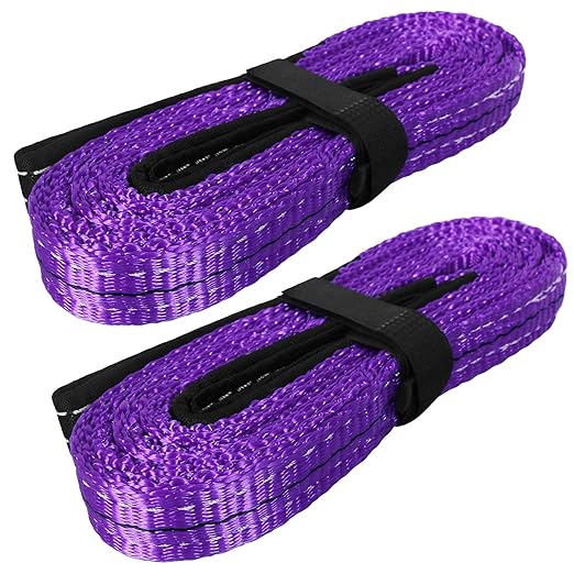 Lift Sling Straps,1" x 4' 2-Ply Heavy Duty Flat Eye Lift Slings,Polyester Lifting Strap Nylon Tree Saver Recovery Strap Web Sling Rigging Moving Tow Hoist Gear Straps 3200 lb 2600 lb 6400 lb 2 Pack