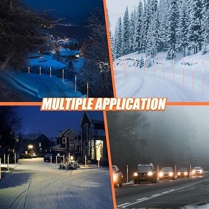 100 Pack 48 Inch Driveway Markers- Fiberglass Snow Plow Markers Snow Stakes Reflective Driveway Markers for Snow Plowing Parking Lots Walkways Easy Visibility at Night (1/4" Dia) Orange(100Pcs)