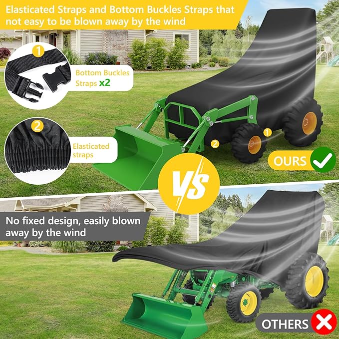 AKEfit Tractor Cover,420D Heavy Duty Waterproof, Dustproof, UV Protection Universal Tractor Covers for Kubota, John Deere,Bobcat & Compact Utility Tractors