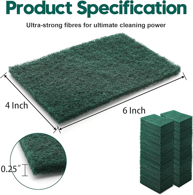 Jucoan 120 Pack Heavy Duty Scouring Pads, 4 x 6 Inch Non-Scratch Scrub Pads, Green Reusable Multipurpose Scrubbing Pads for Kitchen Dish, Metal Grills, Household Bathroom Sink Bathtub