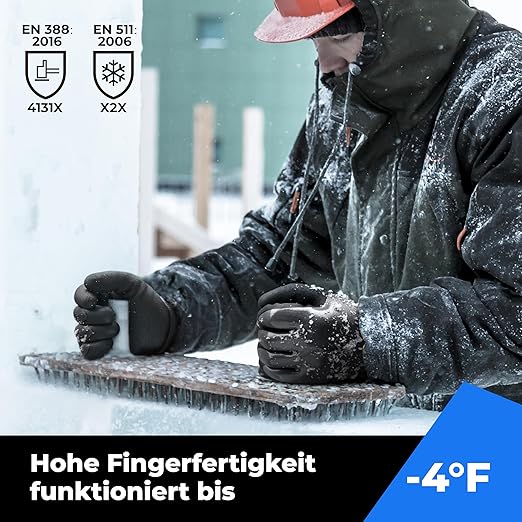 Waterproof Gloves for Men and Women, Freezer Gloves with Grip, Double Nitrile Dipped for Extreme Oil Repellent, for Construction, Mechanics, Mining, Plumbing, Black, X-Large