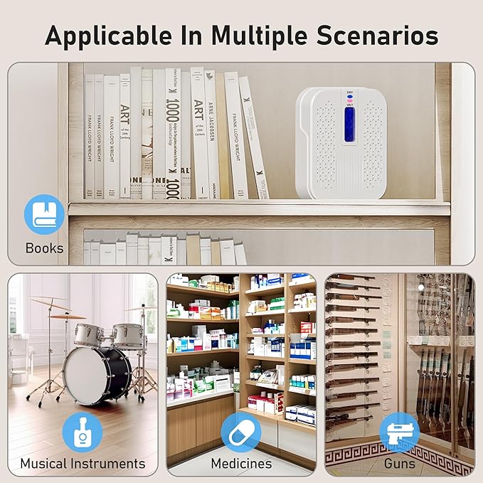 Rechargeable Small Dehumidifier, Portable Mini Dehumidifier for Bathroom, Highly Efficient Dehumidification, Energy Saving, Suitable for Closet, Cars, Wardrobes, Bookcases