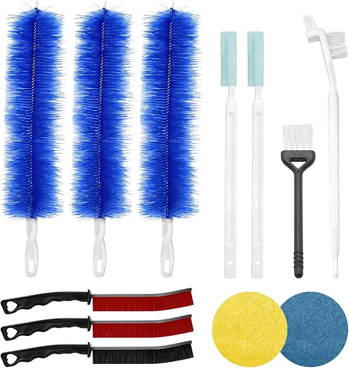 12PCS Fan Cleaner Kit, Cleaning Brush Set with Flexible Fan Blade Cleaner, Crevice Brushes, Duster & Sponges for Ceiling, Vent Blades - Home Appliance Cleaning Tools