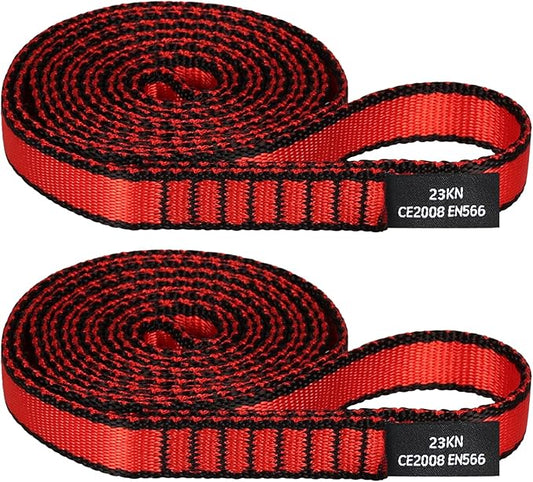 18MM Nylon Climbing Sling Runner - 23KN CE2008/EN566 Certified Outdoor Climbing Webbing for Rock Climbing, Rappelling, Mountaineering, Swing Gear, Outdoor Adventures & Emergency Anchoring