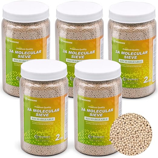 10 LBS 3A Molecular Sieve Desiccant Beads, Dehumidifier Moisture Absorbers, 5 Pack of 2 LBS