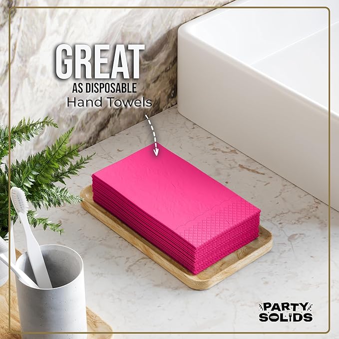 Cerise Dinner Napkins Disposable 8" x 4" Folded - 40 Pcs 2 Ply Cerise Napkins Disposable Paper Guest Towels for Bathrooms, Dinners, Everyday Parties & Party Supplies