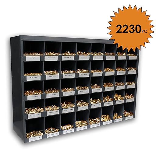 Titan Industrial Supply- 2,230 pcs Grade 8 Coarse Hardware Assortment Kit with Hex Cap Screws, Hex Nuts, Nylon Locknuts, Washers, & Durham 40 Hole Metal Bin