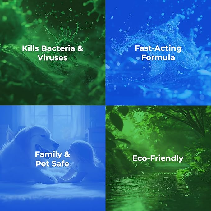 PureGreen24 Institutional pack Safe & Effective Disinfectant. Kills Deadly Germs including RSV Norovirus MRSA Staph 2025 Flu Contains No Toxic Chemicals. 2 gallons (6) 32oz sprays 10 Microfiber
