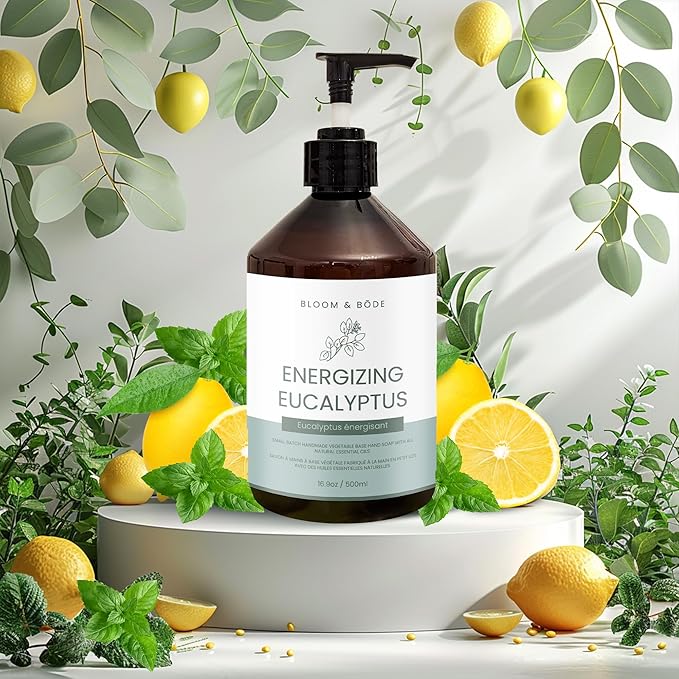 Luxury Liquid Hand Soap - Natural Scented Hand Wash - Gentle Hand Soap with Essential Oils & Aloe Vera - Moisturizing Handwash for Bathroom and Kitchen - Energizing Eucalyptus Scent, 16.9oz