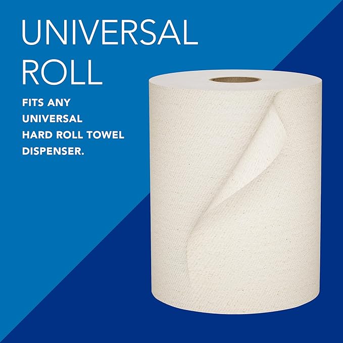 Scott Professional Universal 100% Recycled Fiber Hard Roll Paper Towels, Bulk (56758), Hardwound 1.5' Core, Absorbency Pockets, Compressed, Brown (6 Rolls at 800' Each, 4,800'/Case)