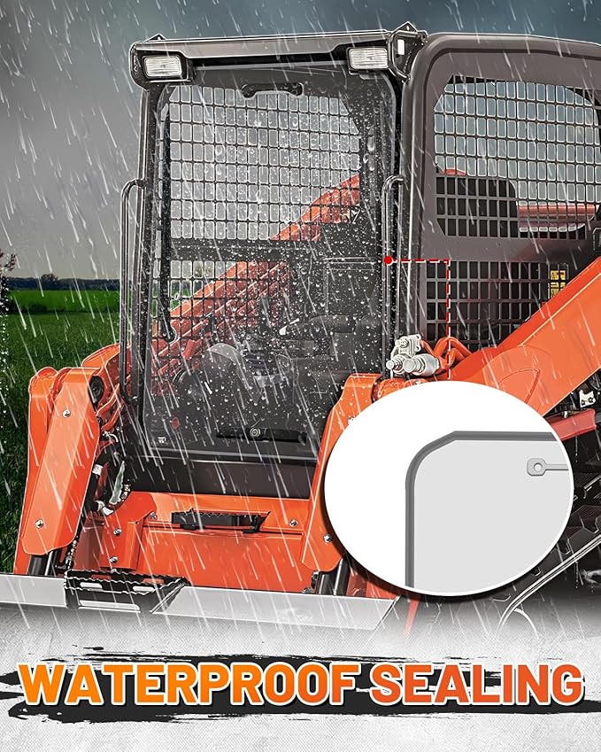 MDPROMCP Track Loader Door Glass Windshield Compatible with Kubota Skidsteer SVL65 SVL75 SVL90 SVL95 SVL97,Skidsteer Windshield Replacement for V0621-34520-12PC (Scratch Proof PC Material Heavy Duty)