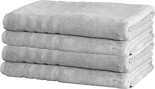 Mosobam Luxury Turkish Towels Set of 4 Bath Sheets 35X70 Light Grey (Gray) 700 GSM Bamboo Viscose & Aegean Turkish Combed Cotton