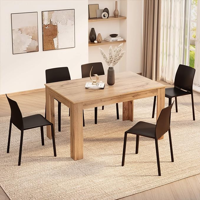 Mobili Fiver, Easy, Extendable Dining Table, 55,1(86,6) x35,4 in, Rustic Oak, for 6-8 People, Expandable Dining Table for Kitchen, Italian Furniture