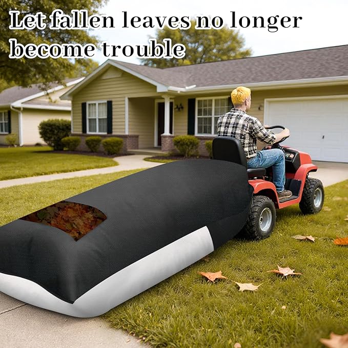 Patelai 2 Pcs 2025 New Lawn Tractor Leaf Bag 420d Grass Catcher Bag for Riding Lawn Mower, 78.7 x 52 Inch Large Capacity Grass Catcher for Leaf Collection Heavy Duty Material Collection(Black,White)