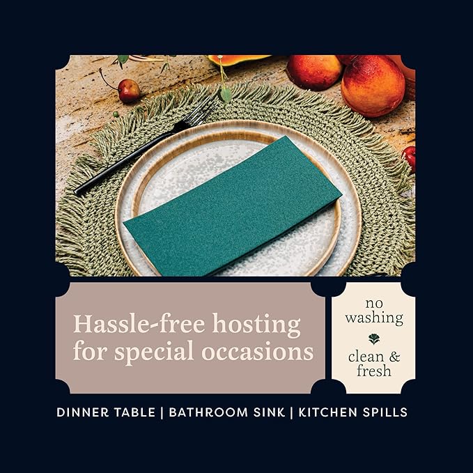 100 Linen-Feel Kiwi Paper Napkins - Decorative Cloth-Like Kiwi Dinner Napkins - Soft And Absorbent. For Kitchen, Party, Wedding, Bathroom Or Any Occasion