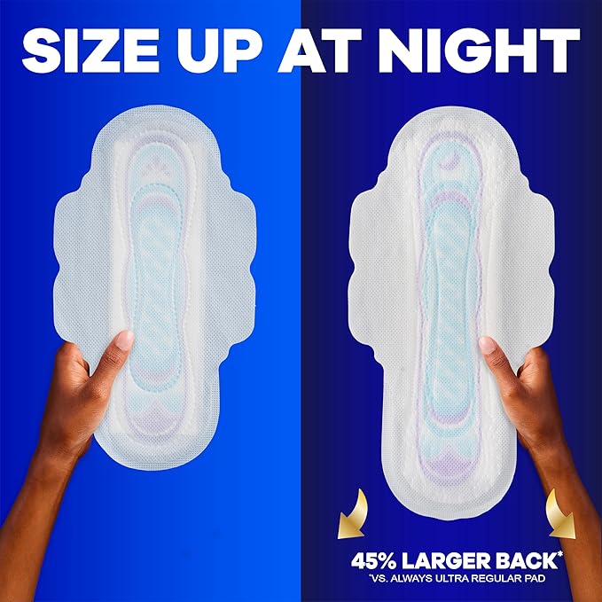 Always Ultra Thin Pads with Wings, Size 2, Long Super, 58 Count