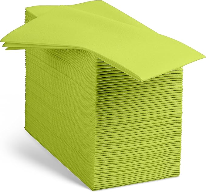 100 Linen-Feel Kiwi Paper Napkins - Decorative Cloth-Like Kiwi Dinner Napkins - Soft And Absorbent. For Kitchen, Party, Wedding, Bathroom Or Any Occasion