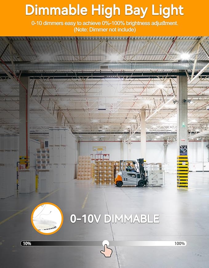 High Bay LED Lights UL DLC Listed Adjustable 150W/120W/90W 4500K/5000K/5700K Dimmable UFO LED Shop Light for Gym Factory Warehouse