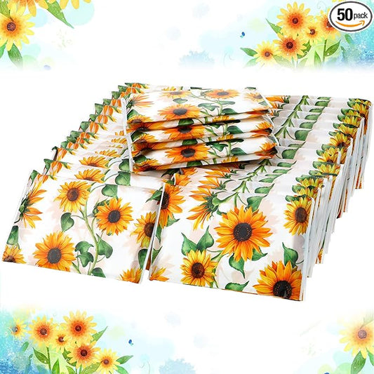 Geyee 50 Packs Facial Tissue Travel Packs Disposable Pocket Tissues for Wedding Guest Travel School Purse Home Supplies, 500 Sheets 3 Ply(Sunflower)
