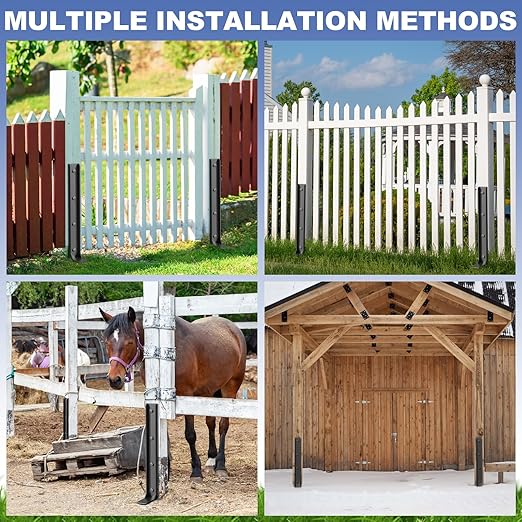 4 Pack Fence Post Repair Kit, 33.6" Heavy Duty Fence Post Repair Stakes, Thickened Anchor Ground Spike for Repairing Tilted/Broken Wood Posts