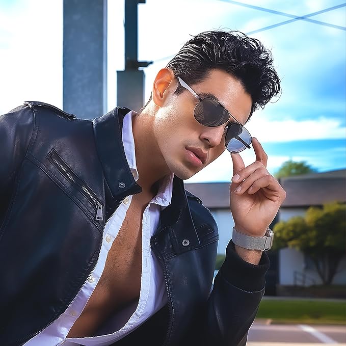 ZENOTTIC Polarized Aviator Sunglasses for Men Carbon Fiber Temple Pilot Sun Glasses with Mirrored Lens UV Protection