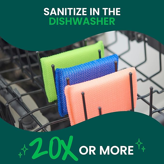 Scotch-Brite Dobie Colors Pads, Dobie Sponge for All Purpose Cleaning of Kitchen, Bathroom, and Household, Non Scratch Pads Safe for Non-Stick Cookware, 24 Count