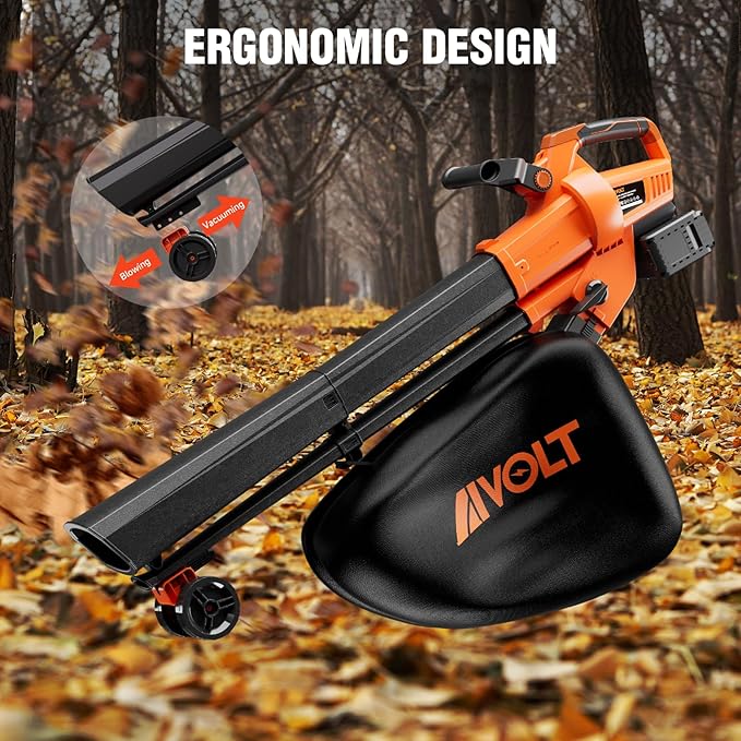 AIVOLT 40V Cordless Leaf Blower Vacuum Mulcher, with 40L Collection Bag, 2x4.0Ah Batteries & Charger, 160 MPH Air Speed, 3-in-1 Yard Tool for Lawn Care, Patio Cleaning