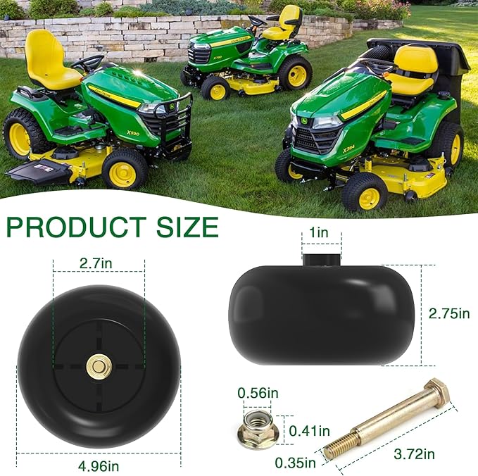 Mower Deck Wheels Fit for Craftsman Husq Cub JD Lawn Mower Tractor Replace for 753-04856A Deck Rollers Gauge Wheel for 54" 48" Deck 4 Set