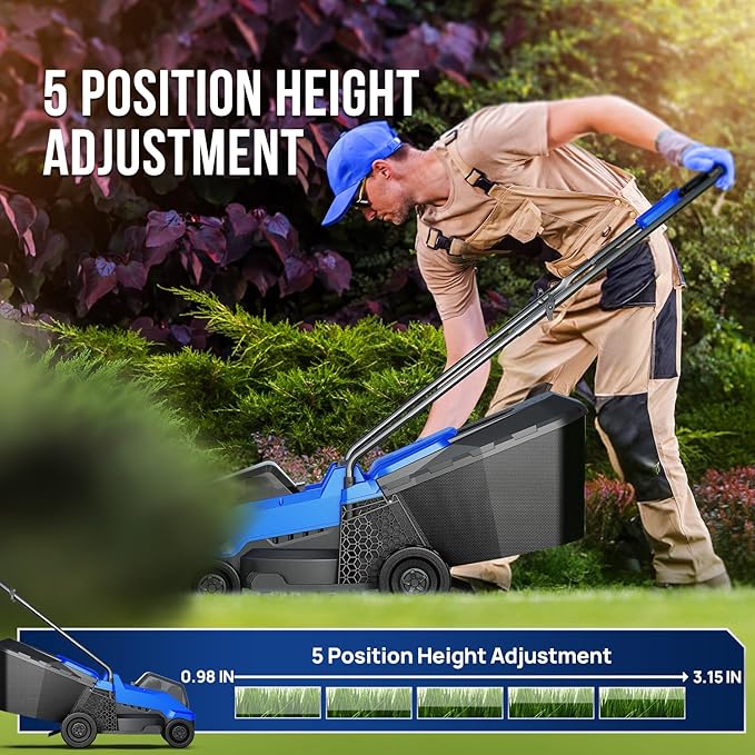 Wild Badger Power 40V 14″ Cordless Lawn Mower Brushless,2,368 sq ft/0.049 ac,1×4.0Ah Battery & Fast Charger, 5-Position Height,for Townhomes & Small Yards