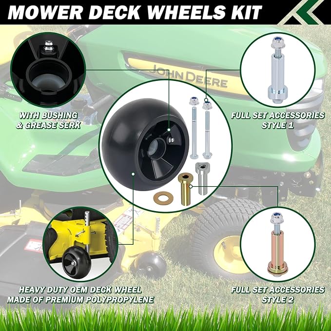 CheeMuii 4 Pack AM125172 Mower Deck Gauge Wheels Kit Lawn Mower Deck Wheels Replace for AM125172 AM124706 210-300 Compatible with John Deere 48", 54", 60", 62“, 72" Deck