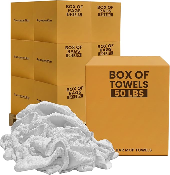 White Terry Bar Mop Towels 4800 Pcs (Approx) - 100% Cotton Ultra-Absorbent Cleaning Rags, Perfect Washable Kitchen Rags for Bars, Restaurants & Home (600 lbs Pallet - 12x50 lbs. Box)