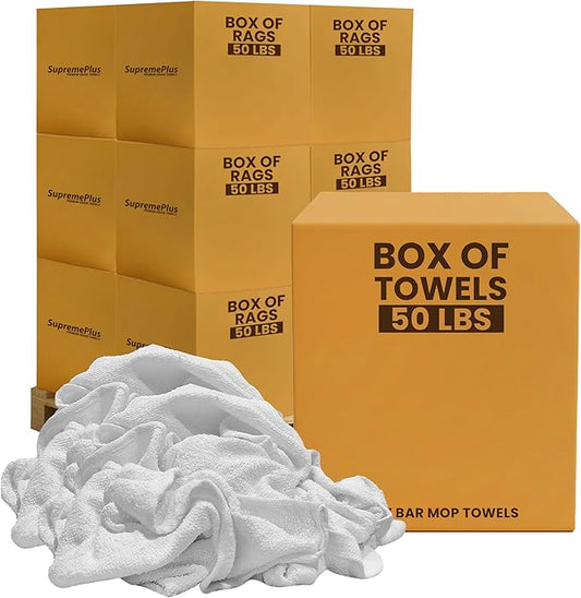 White Terry Bar Mop Towels 4800 Pcs (Approx) - 100% Cotton Ultra-Absorbent Cleaning Rags, Perfect Washable Kitchen Rags for Bars, Restaurants & Home (600 lbs Pallet - 12x50 lbs. Box)