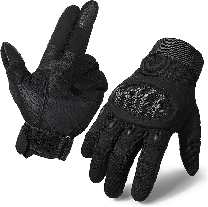 Motorcycle Tactical Gloves for Men - Touchscreen, Hard Shell & Palm Padding for Airsoft Paintball Hunting Hiking Camping Climbing Sports Cycling Gloves