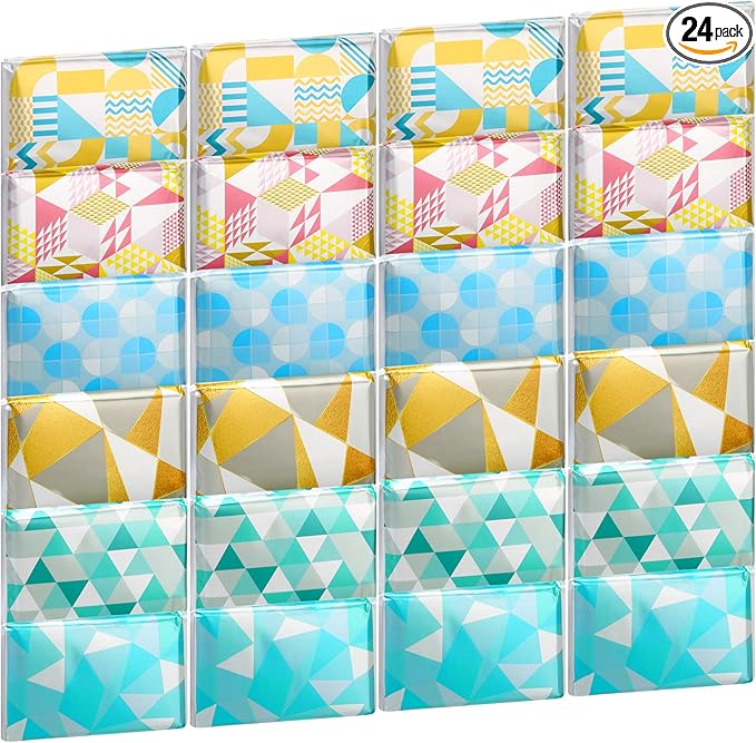 24 Packs Travel Size Tissue Pocket Slim Pack Facial 3 Ply Wallet Size Pocket Tissues for Travel Wedding Party Favors, 6 Styles(Cute Geometric)