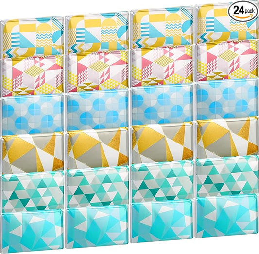 24 Packs Travel Size Tissue Pocket Slim Pack Facial 3 Ply Wallet Size Pocket Tissues for Travel Wedding Party Favors, 6 Styles(Cute Geometric)