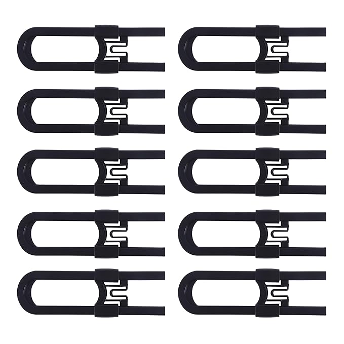 Sliding Cabinet Locks Baby Proofing – Adjustable Child Safety Latches for Knobs & Handles – 10 Pack – No Adhesive Drilling or Tools - Black