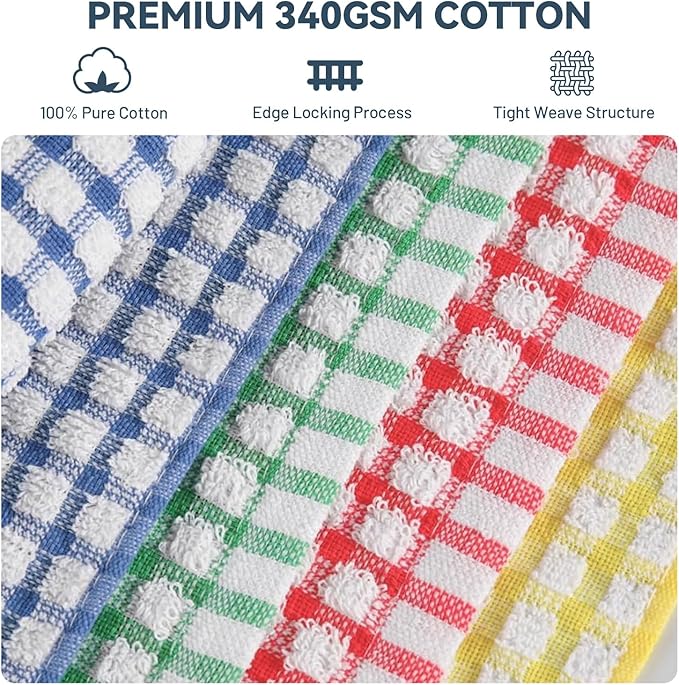 Egles 8 Packs Kitchen Dishcloths 12x12 Inches 100% Cotton Kitchen Dish Cloths for Washing Dishes Scrubbing Wash Cloths Dish Towels Sets (Mix Color)