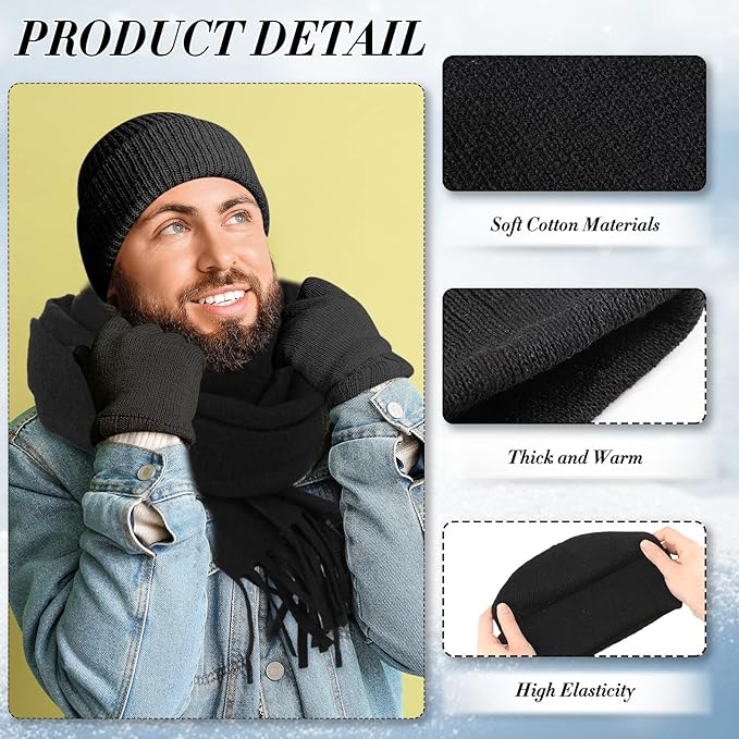 Unittype 300 Pcs Winter Beanies Gloves Scarf Set Bulk 100 Knit Skull Cap 100 Pair Winter Gloves 100 Neck Warmer for Men Women