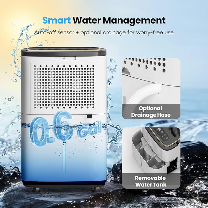 3400 Sq.Ft Dehumidifier, 34PT/24H Dehumidifiers with Drain Hose for Home, Large Compressor Dehumidifier for Basement/Laundry/Bedroom/Office, Dehu/Dry/Air Mode, Humidity Display/Timer/Child Lock