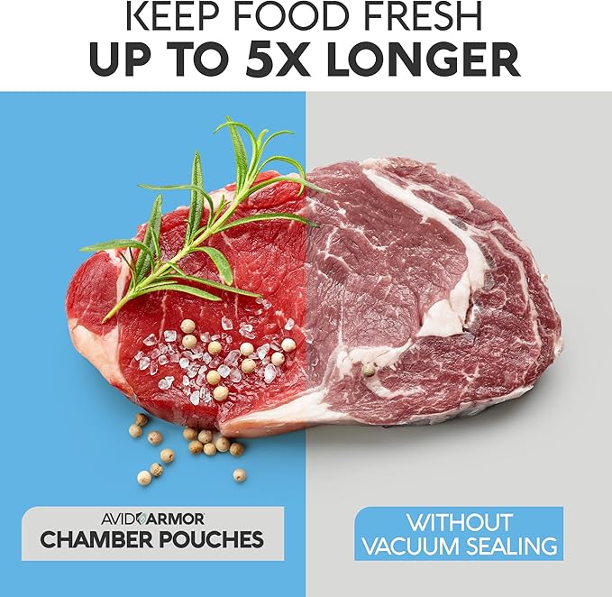 Avid Armor Chamber Vacuum Sealer Bags – Heavy Duty, BPA-Free, Pre-Cut Chamber Vacuum Bags for Food Preservation, Freezer Storage, Sous Vide and more, 250/Pack (10x10) – Multi-Use Vacuum Bags