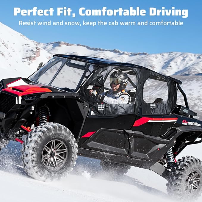 Ehaho Soft Upper Doors Compatible with Polaris RZR XP, Upper Windows Fit with Side Mirror, Upgrade Waterproof Zippers Cab Enclosures Windshield for Polaris 2014-2023 RZR XP 4 1000/19-21 XP4 TURBO