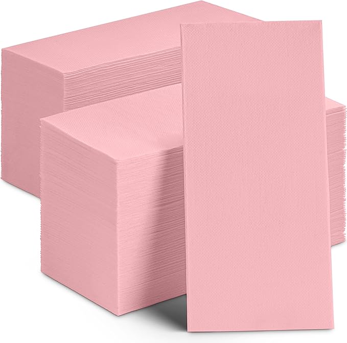 Disposable Dinner Napkins Pink Paper, [150 Pack] 12" x 17" Quilted Colored Pink Paper Napkins For Wedding, Reception, Bathroom, Party Or Event