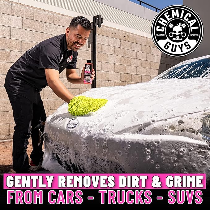 Chemical Guys Mr. Pink Foaming Car Wash Soap, High-Suds pH-Balanced Car Shampoo, Safe for Wax & Sealants, Works with Foam Cannons & Bucket Wash, Safe on All Paint Finishes, 16 oz, Candy Scent