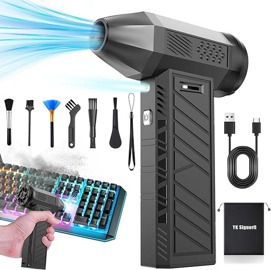 Compressed Air Duster, 180000RPM Electric Air Duster for Cleaning Keyboard&PC, Compressed Air Duster for PC with Illumination, Air Blower dusters for Laptop, Car and Home