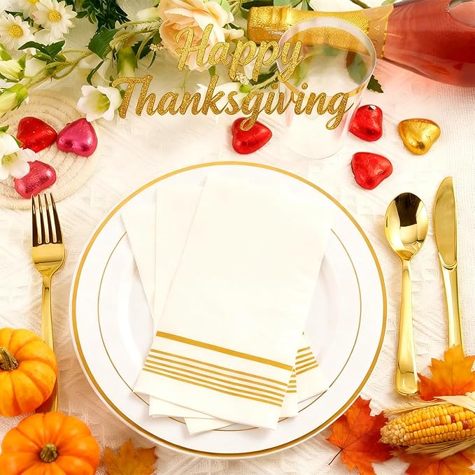 100 Pack Paper Napkins Guest Towels Disposable Premium Quality 3-ply Dinner Napkins Disposable Soft, Absorbent, Party Napkins Wedding Napkins for Kitchen, Parties, Dinners or Events