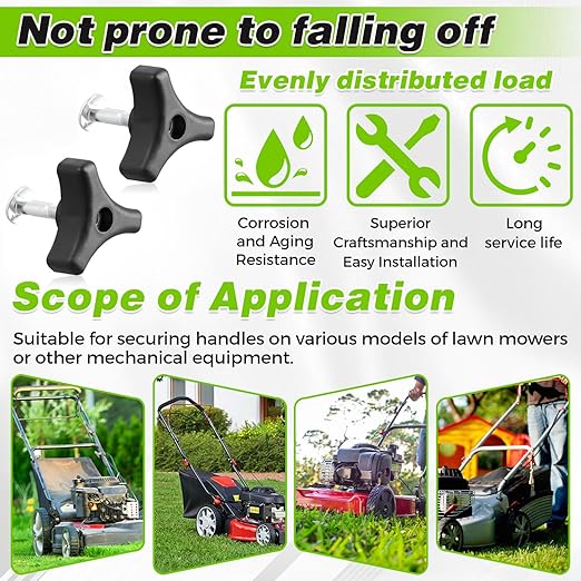 2 Sets Lawn Mower Handle Bolts,Triangular Handle Replacement Screws for Most Honda Lawn Mowers,Universal Lawn Mower Parts & Accessories Kit,Easy to Replace