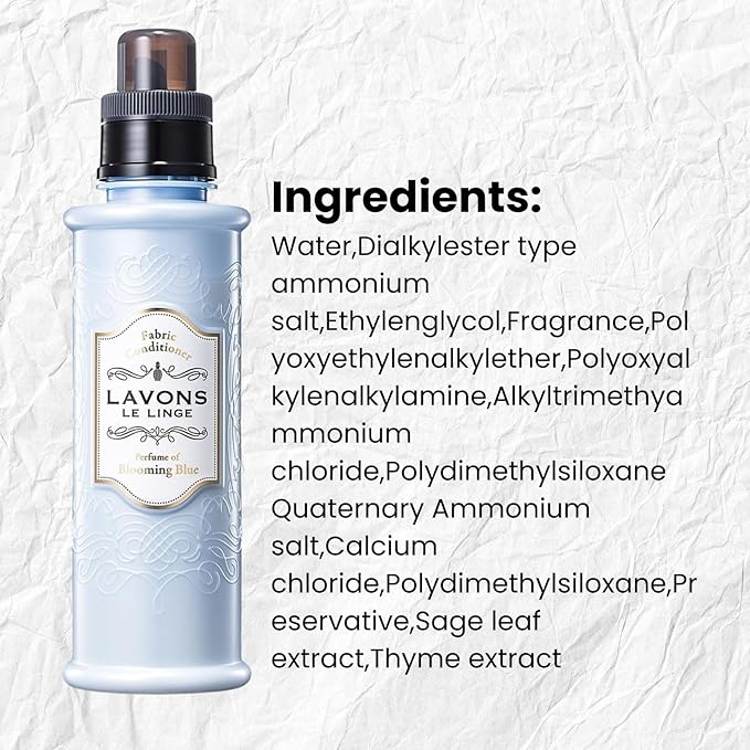 LAVONS Natural Fabric Conditioner for Sensitive Skin, Plant-Based Laundry Softener for Baby & Pet, Reduces Fabric Wrinkles, Long-Lasting Scent & Odor Control from Japan, BLUE BLOOMING, 20.3 Fl Oz. 3EA