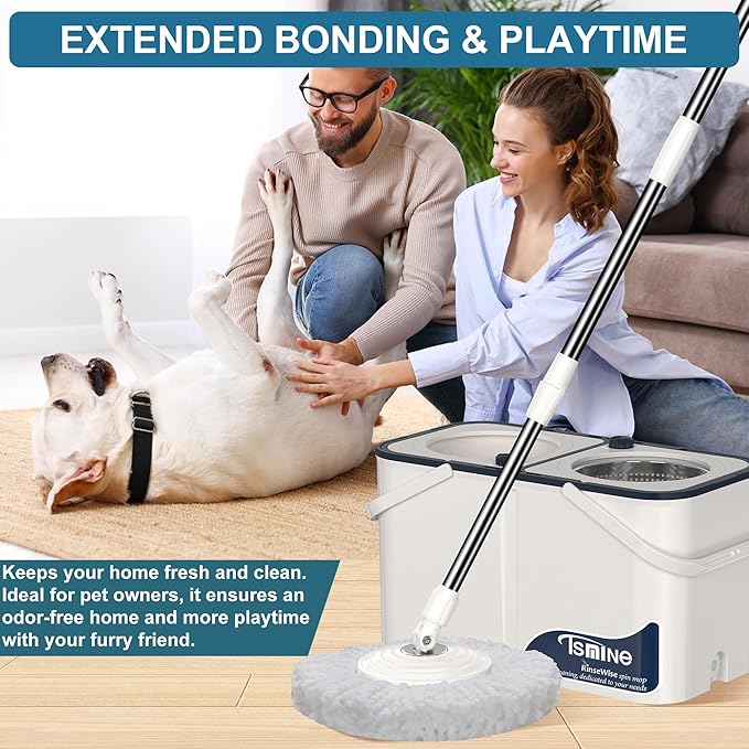 Mop and Bucket with Wringer Set for Home,4-Chamber Spin Mop and Bucket Separate Clean and Dirty Water,Hardwood Floor Mop Household Cleaning Tools with 10 Microfiber Replacement Head Refill